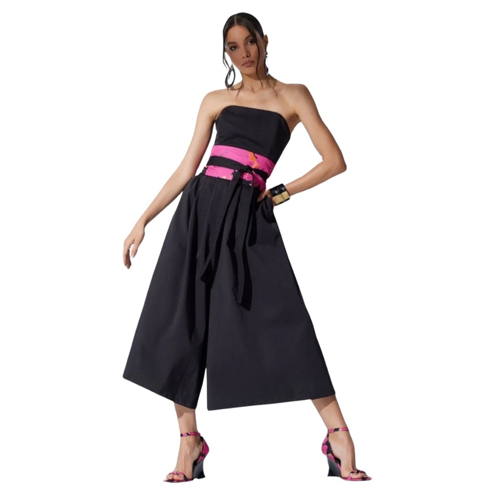 Natori Women’s XL Black Strapless Wide-Leg Cropped Jumpsuit - Picture 10 of 10